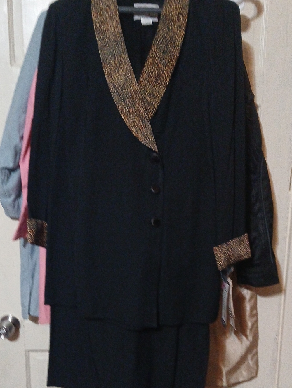 Black Women's Button-Down Shirt with Metallic Trim